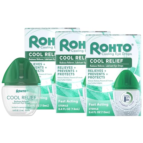 Rohto Cool Relief, Gotas Lubricantes para Ojos, Alivio de Enrojecimiento, Previene Irritación, Fórmula de Acción Rápida, 0.4 fl oz (Paquete de 3) - imagen 4