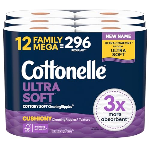 Papel Higiénico Cottonelle Ultra Suave con Textura de Limpieza Acogedora, 12 Rollos Mega Familia = 54 Rollos Regulares - imagen 3