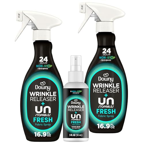 Spray Desarrugante Downy, Tamaño de Viaje + Paquete de 2 de 16.9 Fl Oz, Fórmula Todo en Uno, Elimina Arrugas, Estática y Olores, Aroma Fresco Ligero - imagen 4