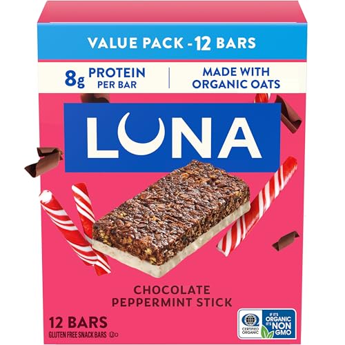 LUNA Bar - Sabor Chocolate con Menta - Barras de Snack Sin Gluten - No OGM - Barras de Proteína - Hechas con Avena Orgánica - Paquete de Valor (12 - imagen 3