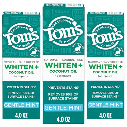 Pasta de Dientes Tom's of Maine Whiten Plus con Aceite de Coco, Sin Flúor, Blanqueamiento Natural, Suave Menta, 4 Oz (Paquete de 3) - imagen 6