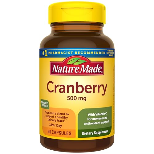 Suplemento de Arándano Nature Made 500mg con Vitamina C para Inmunidad y Antioxidantes, Salud del Tracto Urinario, 60 Cápsulas, Una al Día - imagen 1