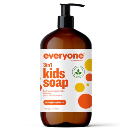 Jabón 3 en 1 para Niños Everyone, Gel de Baño, Baño de Espuma y Champú, 32 oz, Squeeze de Naranja, con Aceites Esenciales para Niños y Adolescentes - imagen 3