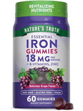 Gomitas de Hierro Nature's Truth | 60 Unidades | Suplemento Vegano, Sin OGM y Libre de Gluten | con Zinc y Vitaminas B | Sabor Uva - imagen 1
