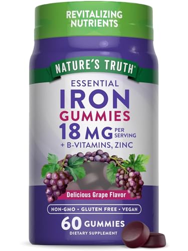 Gomitas de Hierro Nature's Truth | 60 Unidades | Suplemento Vegano, Sin OGM y Libre de Gluten | con Zinc y Vitaminas B | Sabor Uva - imagen 2