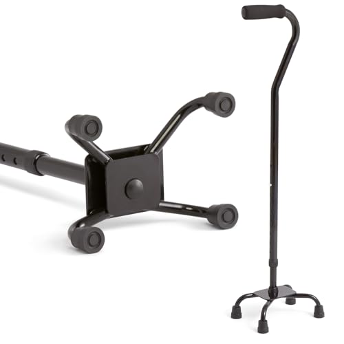Bastón Cuádruple de Aluminio Medline con Base Pequeña para Equilibrio, Lesiones de Rodilla y Recuperación de Cirugía, Ayuda de Movilidad Ligera y - imagen 1