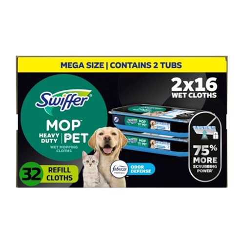 Repuestos de Paños Húmedos Swiffer Heavy Duty para Trapear y Limpiar, con Defensa contra Olores Febreze, 32 piezas, para Mascotas - imagen 3