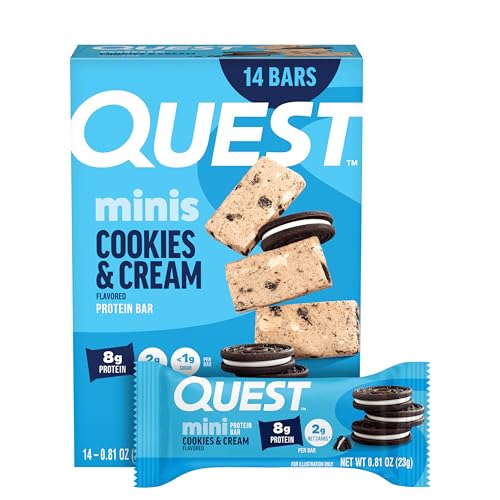 Barritas de Proteína Quest Nutrition Mini Cookies & Cream, 8g de Proteína, 1g de Azúcar, 2g de Carbohidratos Netos, Sin Gluten, 14 Piezas - imagen 2