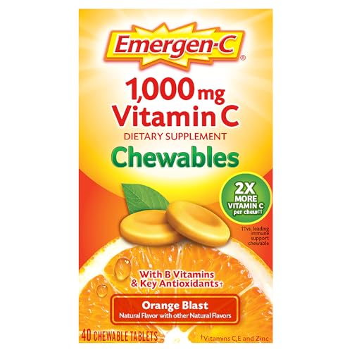 Emergen-C Tabletas Masticables de Vitamina C 1000mg con Vitaminas B y Antioxidantes (40 piezas, Sabor Naranja Explosivo) Suplemento Dietético - imagen 2