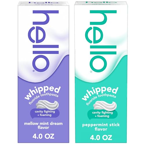Pasta de Dientes Hello Whipped Mellow Mint Dream y Peppermint Stick, 2 Paquetes de 4 Oz, Sabor Menta, Sin SLS, Con Flúor, Textura Espumosa - imagen 3