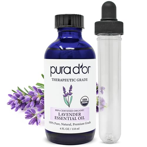 Aceite Esencial de Lavanda Orgánico PURA D'OR (4oz con Gotero de Vidrio) 100% Puro y Natural, Grado Terapéutico para Cabello, Cuerpo, Piel, - imagen 5