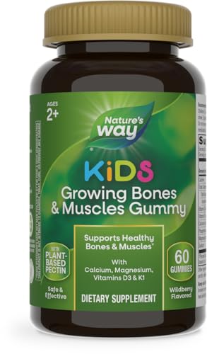 Gomitas Nature's Way para Niños, Crecimiento de Huesos y Músculos, Calcio, Magnesio, Vitaminas D3 y K1, 2 Años+, Sabor Bayas Silvestres, 60 Gomitas - imagen 4