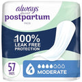 Always Discreet Toallas Postparto para Incontinencia, Absorbencia Moderada, Paquete de 57 unidades - imagen 1
