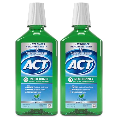 Enjuague Bucal Anticaries ACT Restorador con Flúor Sin Alcohol, Repara Esmalte y Fortalece Dientes, Sabor Menta, 33.8 fl. oz., Paquete de 2 - imagen 5