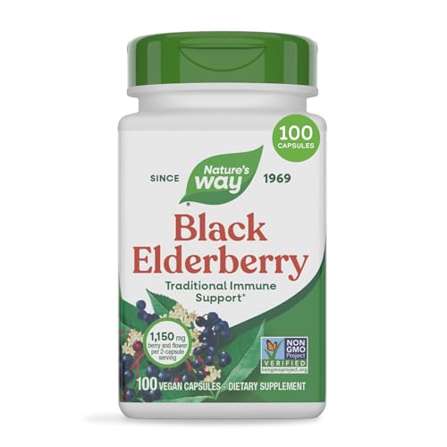 Cápsulas de Saúco Negro de Nature's Way, Suplemento Tradicional para el Sistema Inmunológico, 1,150 mg por 2 Cápsulas, Veganas, 100 Contenido - imagen 4