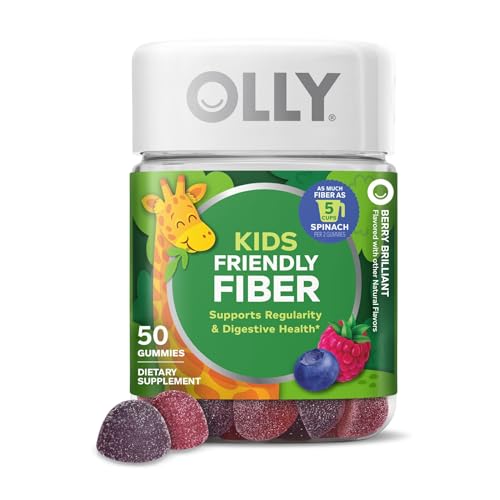 Suplemento Masticable OLLY Kids Friendly Fiber, Soporte Digestivo, 3g de Fibra Prebiótica FOS, Sabor Berry Brilliant, 50 Gomas - Suministro para 25 - imagen 1