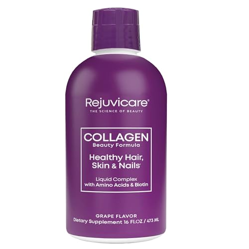 Fórmula de Belleza con Colágeno Líquido Rejuvicare, Aminoácidos, Proteína y Biotina, Sabor Uva Delicioso, 16 oz, 32 porciones - imagen 1