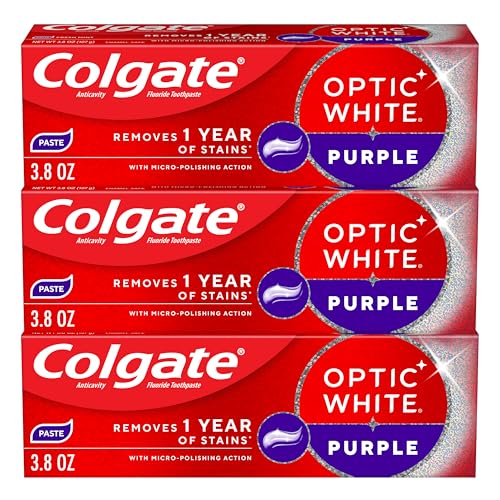 Pasta de Dientes Blanqueadora Colgate Optic White Purple, Paquete de 3, Con Flúor, Sabor Menta Fresca, 3.8 OZ - imagen 4