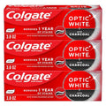 Pasta de Dientes Colgate Optic White con Carbón para Blanqueamiento, Anticaries con Flúor, Sabor Menta Fresca, Paquete de 3, 3.8 OZ - imagen 1