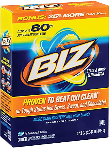 Detergente en Polvo Biz para Ropa, Eliminador de Manchas y Olores, 4 Combatientes de Manchas, Seguro para Colores, 37.5 Oz - imagen 5