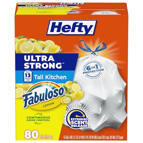 Bolsas de Basura Hefty Ultra Strong de 13 Galones, Resistentes a Filtraciones y Desgarros, Control de Olores, Color Blanco, Aroma a Limón Fabuloso, - imagen 2