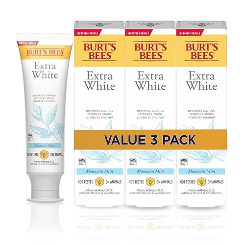 Pasta de Dientes Burt's Bees Extra Blanca, con Flúor, Sabor Natural, Menta de Montaña, 4.7 oz, Paquete de 3 - imagen 6