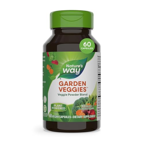 Nature's Way Garden Veggies, Cápsulas de Suplemento Vegetal, Mezcla de 12 Verduras, Superalimento Verde para Bienestar Diario, 60 Cápsulas - imagen 6