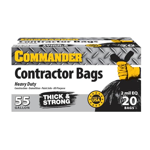 Bolsas de Contratista Commander de 55 Galones 2 MIL con Cintas - 36 x 56 - Paquete de 20 - Para Uso Industrial y Exterior - imagen 3