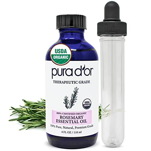 Aceite Esencial Orgánico de Romero PURA D'OR, 4oz, Grado Terapéutico, para Cabello, Cuerpo, Piel, Aromaterapia, Relajación, Masaje, Bienestar, DIY - imagen 1
