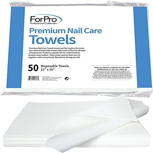 Toallas desechables para manicuras y pedicuras ForPro Professional Collection, 12 x 16, sin pelusa, con respaldo de polipropileno, 50 piezas - imagen 1