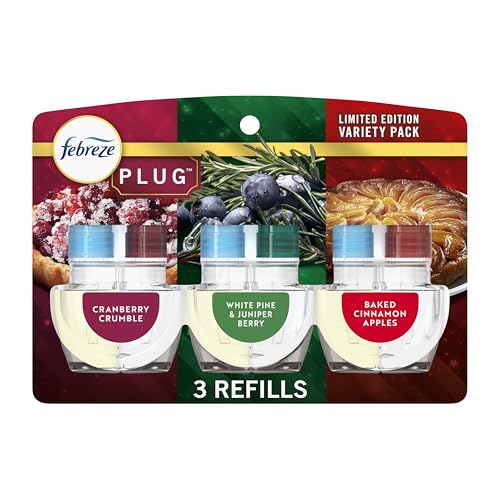 Recarga de Aceite Aromatizante Febreze Plug In, Mezcla Navideña, 3 Recargas, Combate Olores, Transparente - imagen 5