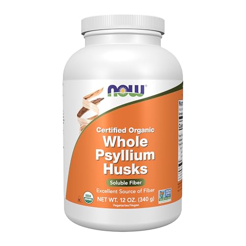 Suplementos NOW Foods, Cáscaras de Psyllium Enteras, Orgánicas Certificadas, Verificadas por Non-GMO Project, Fibra Soluble, 12 Onzas - imagen 1