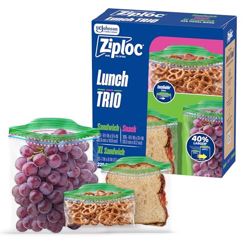 Paquete Variado Ziploc Brand Lunch Trio con Textura EasyGuide y Tecnología Grip ’n Seal, 225 piezas - imagen 2