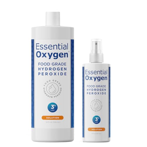 Peróxido de Hidrógeno de Grado Alimenticio Essential Oxygen, 8 + 32 fl oz, Limpiador Natural, 3%, 1 spray de 8 fl oz y 1 botella de 32 fl oz, Recarga - imagen 2