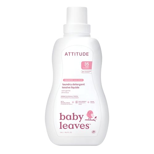 Detergente para Ropa de Bebé ATTITUDE, EWG Verificado, Fórmula a Base de Plantas y Minerales, Compatible con HE, Vegano, Sin Fragancia, 35 Cargas, - imagen 1