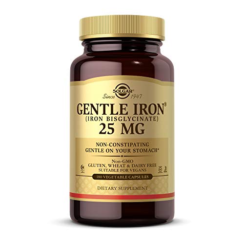 Solgar Hierro Suave (Bisglicinato de Hierro) 25 mg - 180 Cápsulas Vegetales - Suave para el Estómago, No Constipante - Sin OGM, Libre de Gluten - 180 - imagen 1