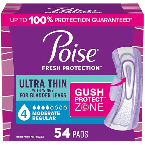 Toallas Higiénicas Ultra Delgadas Poise para Incontinencia y Postparto con Alas, Absorción Moderada 4 Gotitas, Largo Regular, 54 Piezas (Empaque - imagen 4