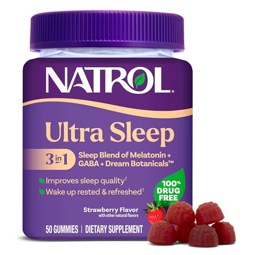Natrol Ultra Sleep 3 en 1 Suplemento Natural para Dormir sin Medicamentos con Melatonina, GABA y Botánicos, 50 Gominolas - imagen 1