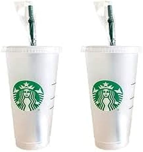 Paquete de 2 Tazas Frías Reutilizables de 24 oz de Starbucks con Tapa y Popote Verde con Tapón - imagen 1