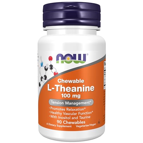 NOW Suplementos, L-Theanina 100 mg con Inositol y Taurina, Manejo de Tensión*, 90 Tabletas Masticables - imagen 6