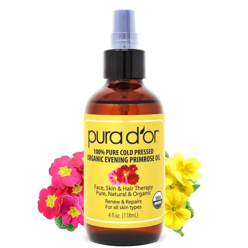 Aceite de Onagra Orgánico PURA D'OR (4oz) 100% Puro, Prensado en Frío - Rico en Ácidos Grasos Esenciales y Antioxidantes - Hidratante y Rejuvenecedor - imagen 2