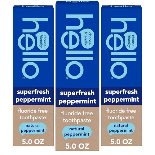 Pasta de Dientes Natural de Menta Hello Superfresh, Sin Flúor, 5 Oz, Refrescante y Vegana, Ayuda a Blanquear Dientes (Paquete de 3) - imagen 4