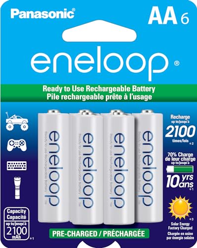 Baterías Recargables Eneloop Panasonic BK-3MCCA6BA AA 2100 Ciclos Ni-MH, Paquete de 6 Baterías Pre-Cargadas - imagen 3