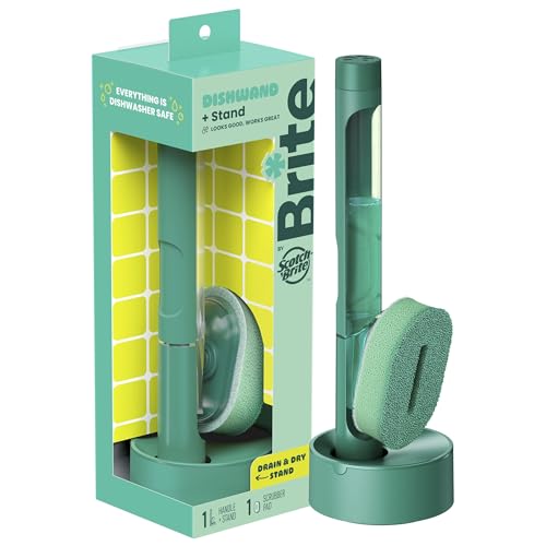 Brite de Scotch-Brite Estropajo Rellenable con Soporte para Escurrir y Secar, 1 Estropajo con Dispensador de Jabón para Lavar Trastes - imagen 6