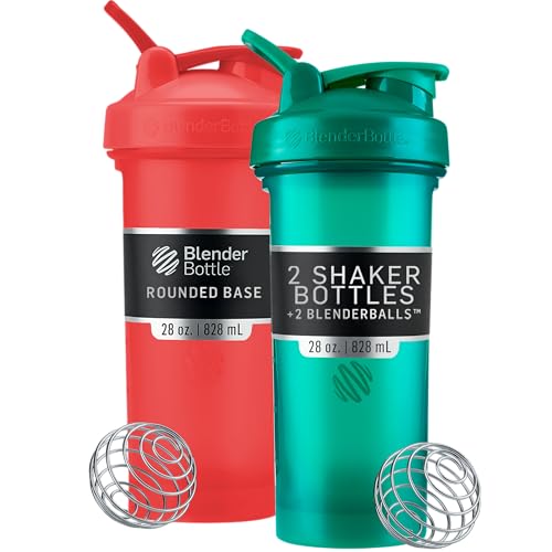 Botellas Mezcladoras BlenderBottle Classic V2 para Batidos de Proteína y Pre Entreno, 28 Onzas (Paquete de 2), Rojo y Verde - imagen 2