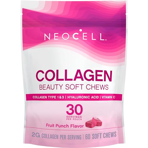 NeoCell Collagen Beauty Soft Chews con Vitamina C y Ácido Hialurónico, para Salud de Cabello, Piel y Uñas, Sabor Fruta, 60 Unidades - imagen 4