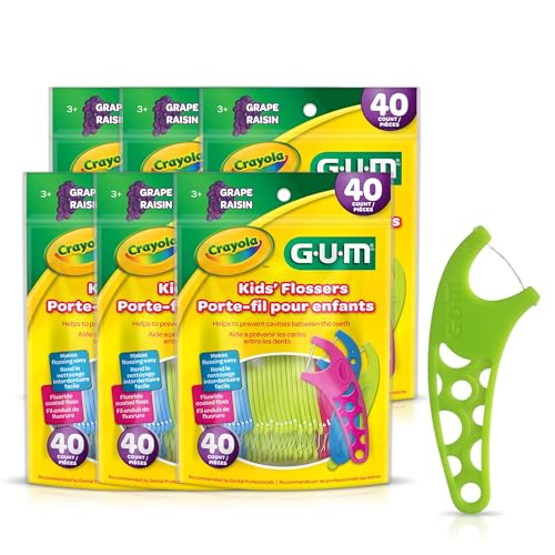 Hilo Dental GUM Crayola para Niños con Fluor, Sabor Uva Divertido, Fácil de Usar, Ideal para Manos Pequeñas, 40 Piezas (Paquete de 6) - imagen 5