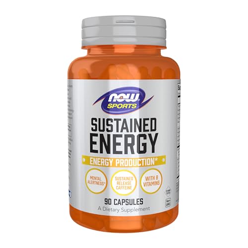 Now Foods Sports, Energía Sostenida, Producción de Energía, Alerta Mental, Cafeína de Liberación Sostenida con Vitaminas B, 90 Cápsulas Veganas - imagen 4
