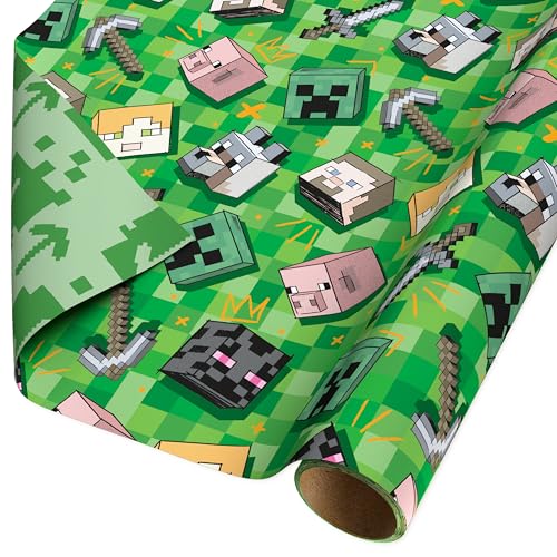 Papel de Regalo Reversible de Minecraft de American Greetings, 40 pies cuadrados, 1 rollo (30 in. x 192 in.) para Todas las Ocasiones - imagen 6
