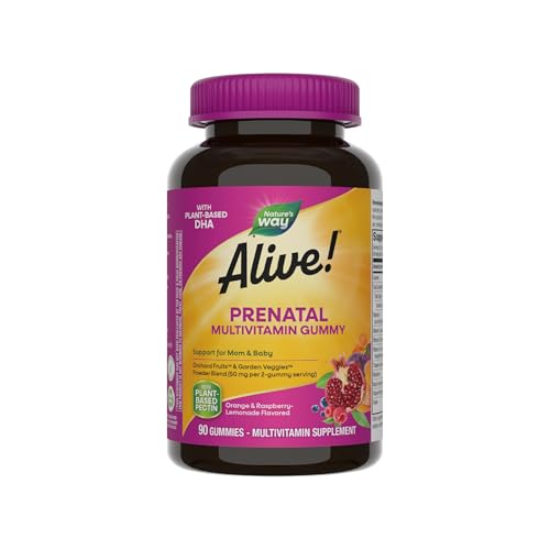 Vitaminas Prenatales Gummy Nature's Way Alive!, Multivitamínico con DHA de origen vegetal para el desarrollo cerebral y ocular, Sabor Naranja, - imagen 5
